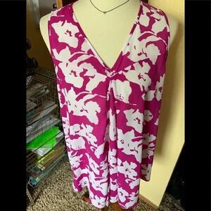 Sleeveless Alfani V-Neck Purple & White Top #17